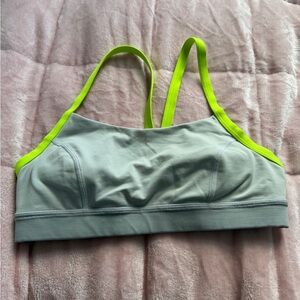 Lululemon Women's Gray and Neon Green Sports Bra